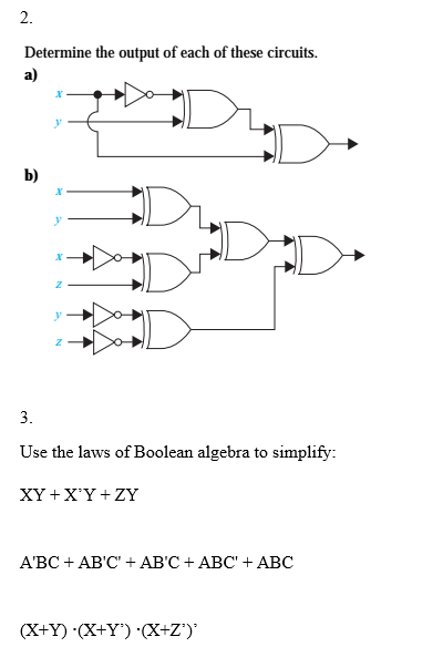 Solved Determine the output of each of these circuits. a2 3. | Chegg.com