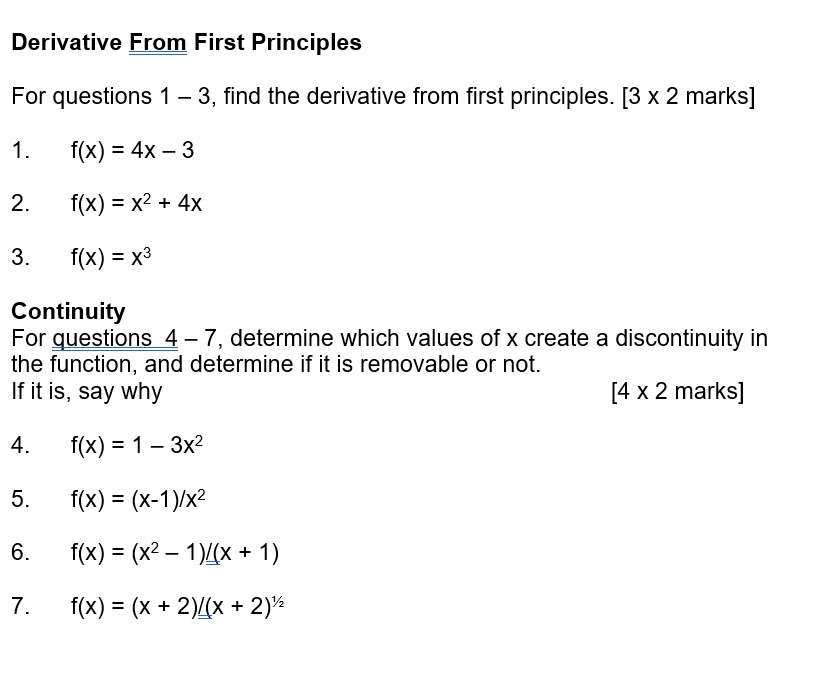 Solved 5. Find the first derivative of X-1/X (FROM FIRST