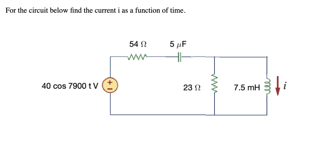 Solved For the circuit below find the current i as a | Chegg.com
