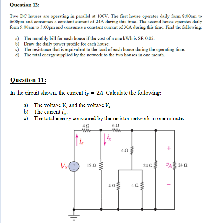 Solved Question 12 Two DC houses are operating in parallel
