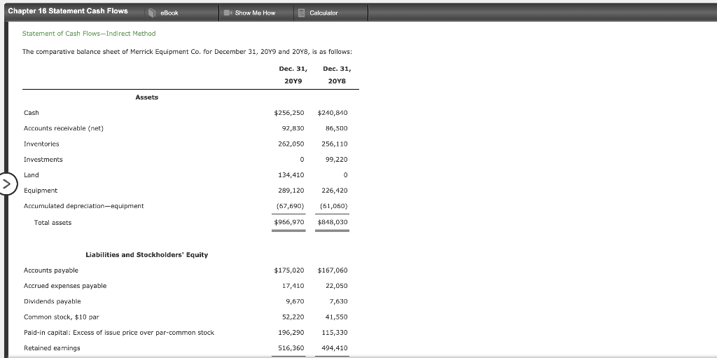 Solved Chapter 16 Statement Cash FlowseBook Show Me How | Chegg.com