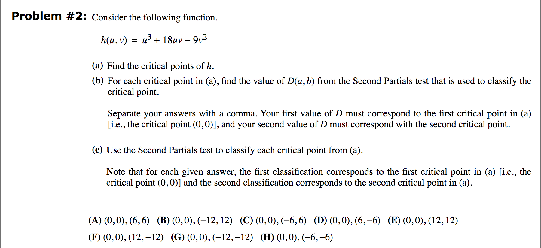 Solved Problem 2 Consider The Following Function H U Chegg Com