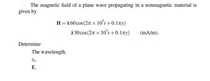 Solved The magnetic field of a plane wave propagating in a | Chegg.com