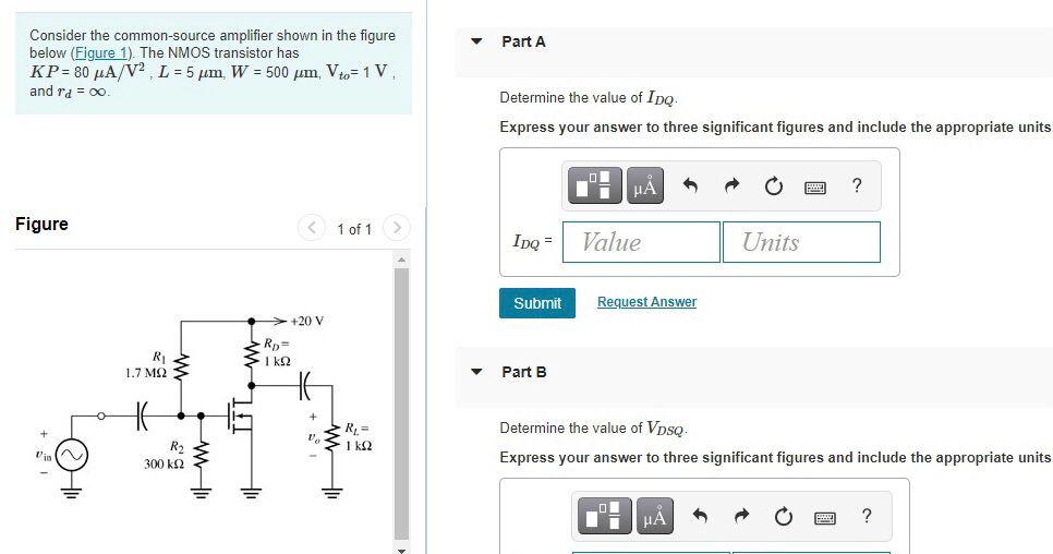 Solved Part A Consider the common-source amplifier shown in | Chegg.com