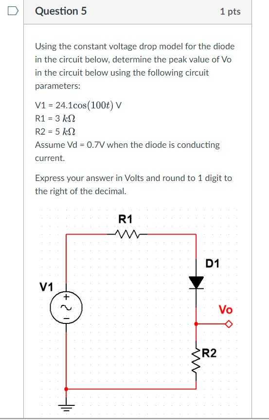 Using The Constant Voltage Drop Model For The Diode | Chegg.com