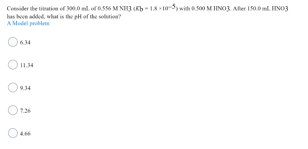 Solved Consider the titration of 300.0 mL of 0.556 M NH3 (Kb | Chegg.com