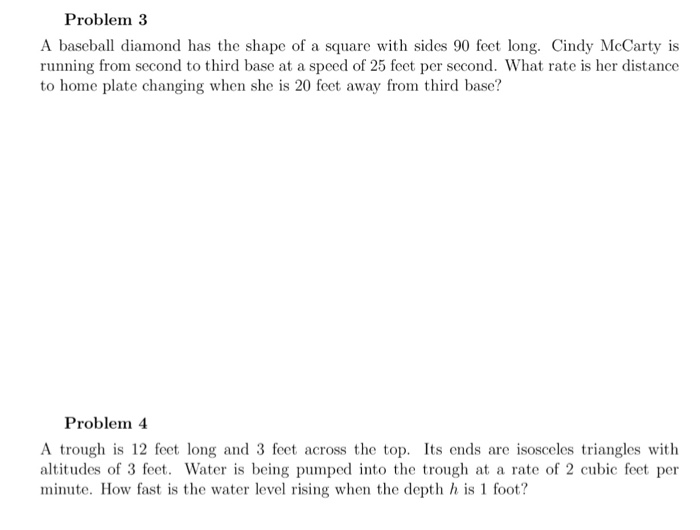Solved Problem 3 A basebal diamond has the shape of a square | Chegg.com
