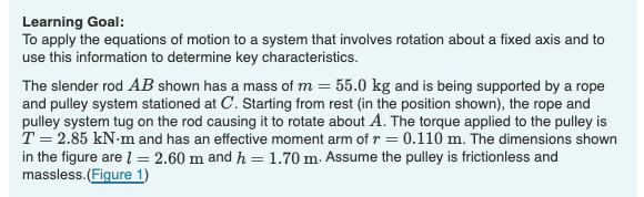 Solved Determine the angular acceleration of the rod the | Chegg.com
