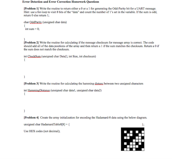 Solved Error Detection and Error Correction Homework | Chegg.com