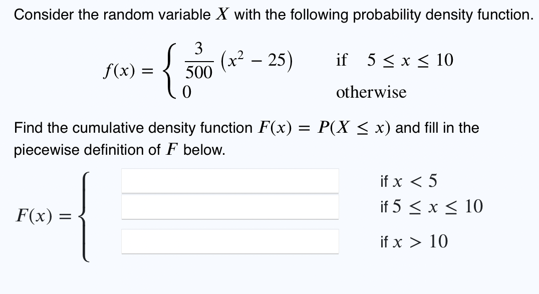 Solved Consider the random variable x ﻿with the following | Chegg.com