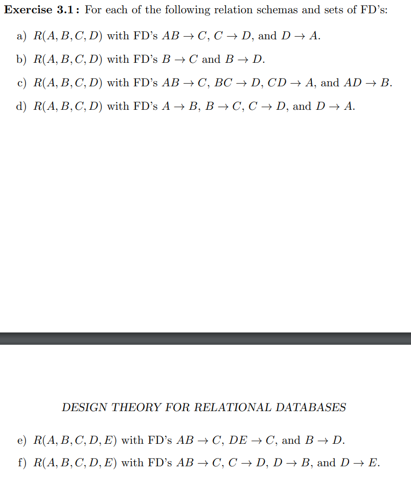 (Solved) Exercise 51 Relation Schemas Sets Fd S Exercise 31 Indicate