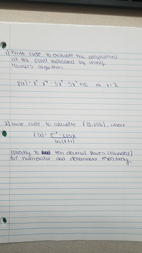 Solved Write code to evaluate the polynomial at the point | Chegg.com