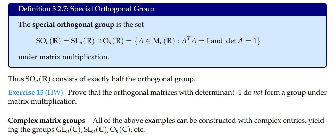 Solved Definition 3.2.7 Special Orthogonal Group The