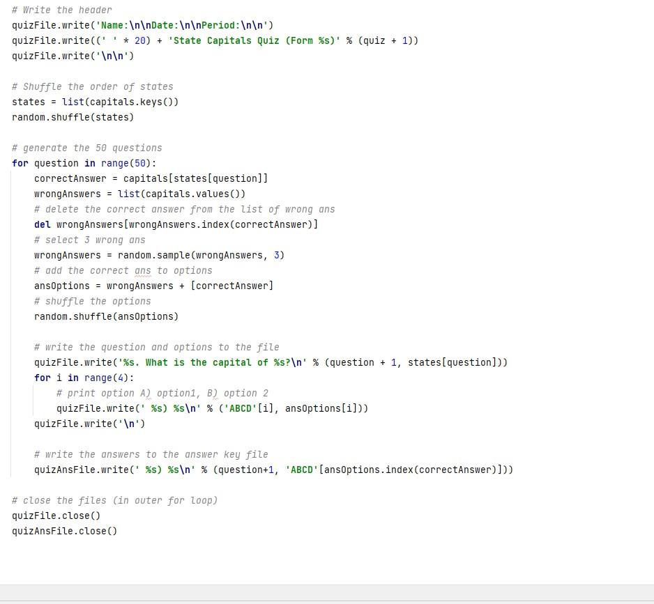 Solved #! python3 import random The code below reads states | Chegg.com