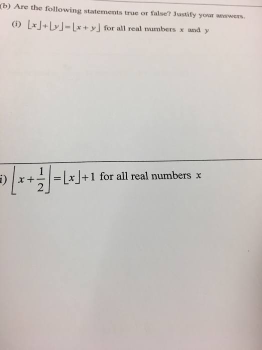 Solved (b) Are The Following Statements True Or False? | Chegg.com