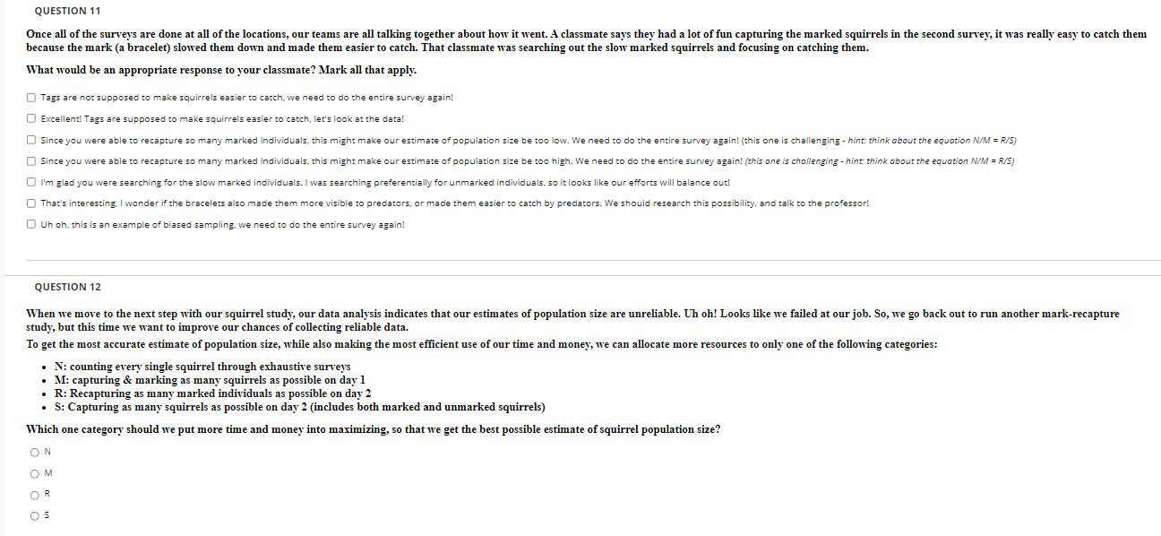 Solved QUESTION 11 Once all of the surveys are done at all | Chegg.com