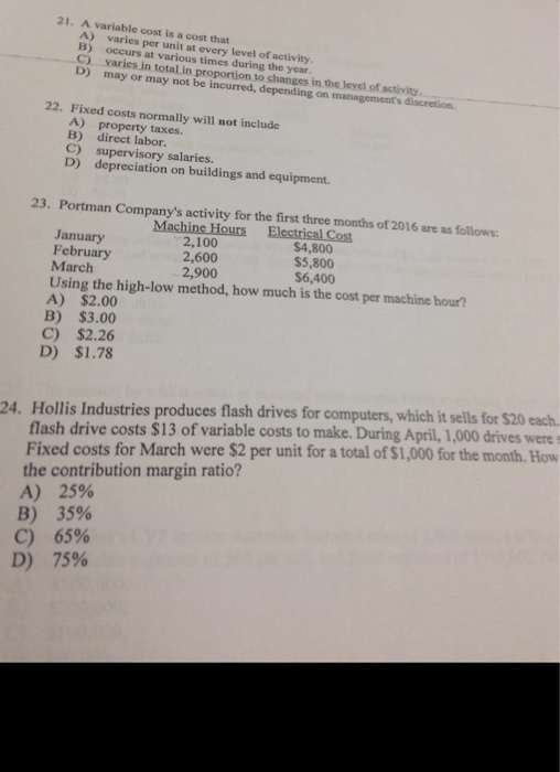 Solved A variable cost is a cost that A) varies per unit at
