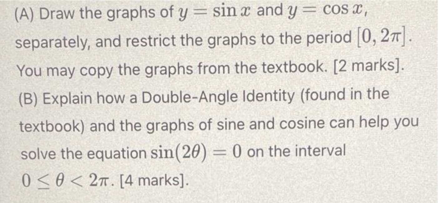 Solved A Draw The Graphs Of Ysinx And Ycosx Separately 3552