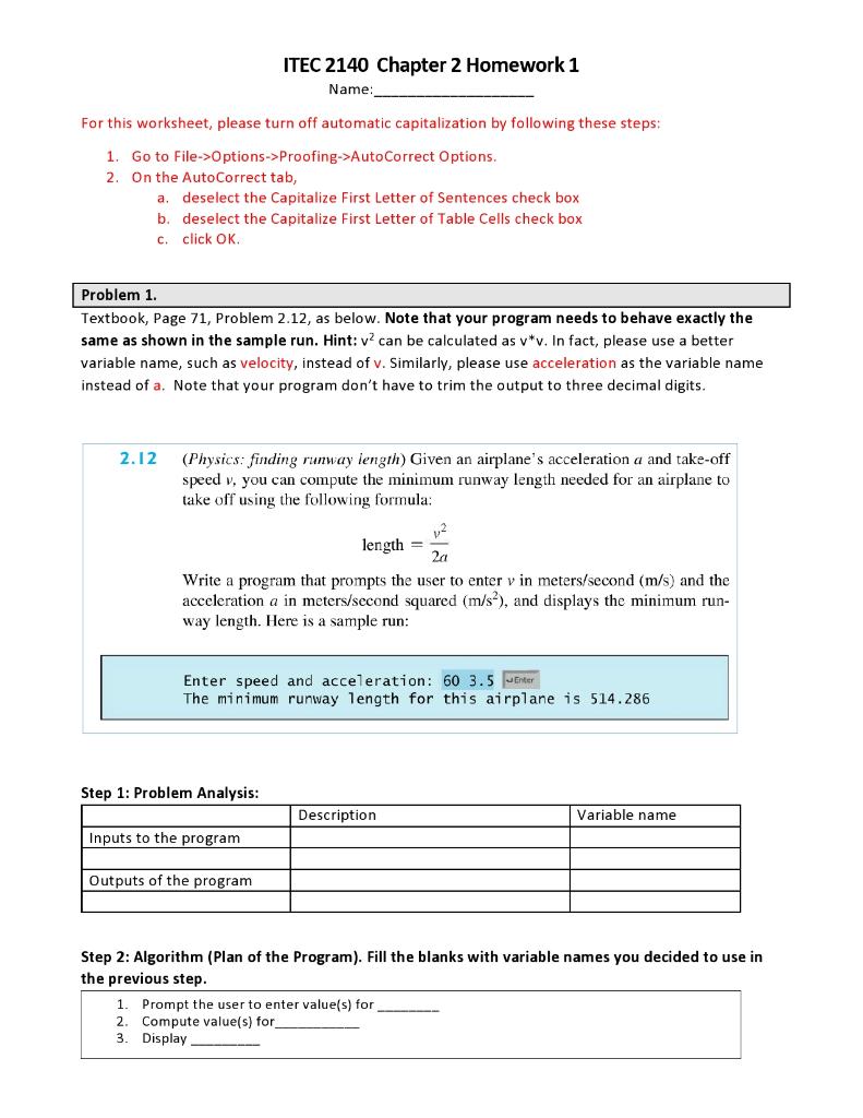 Chapter 2 Speed Worksheet