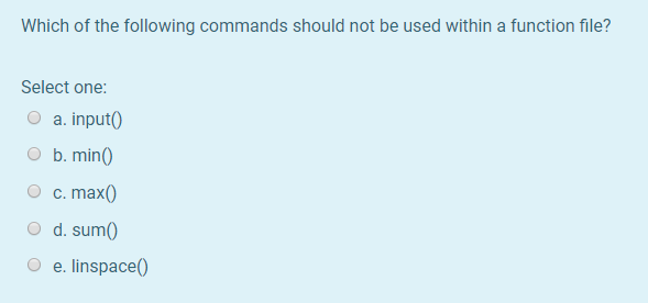 Solved Which of the following commands should not be used | Chegg.com