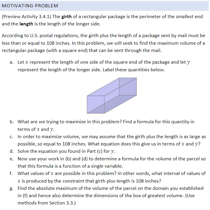 Solved MOTIVATING PROBLEM (Preview Activity 3.4.1) The girth | Chegg.com