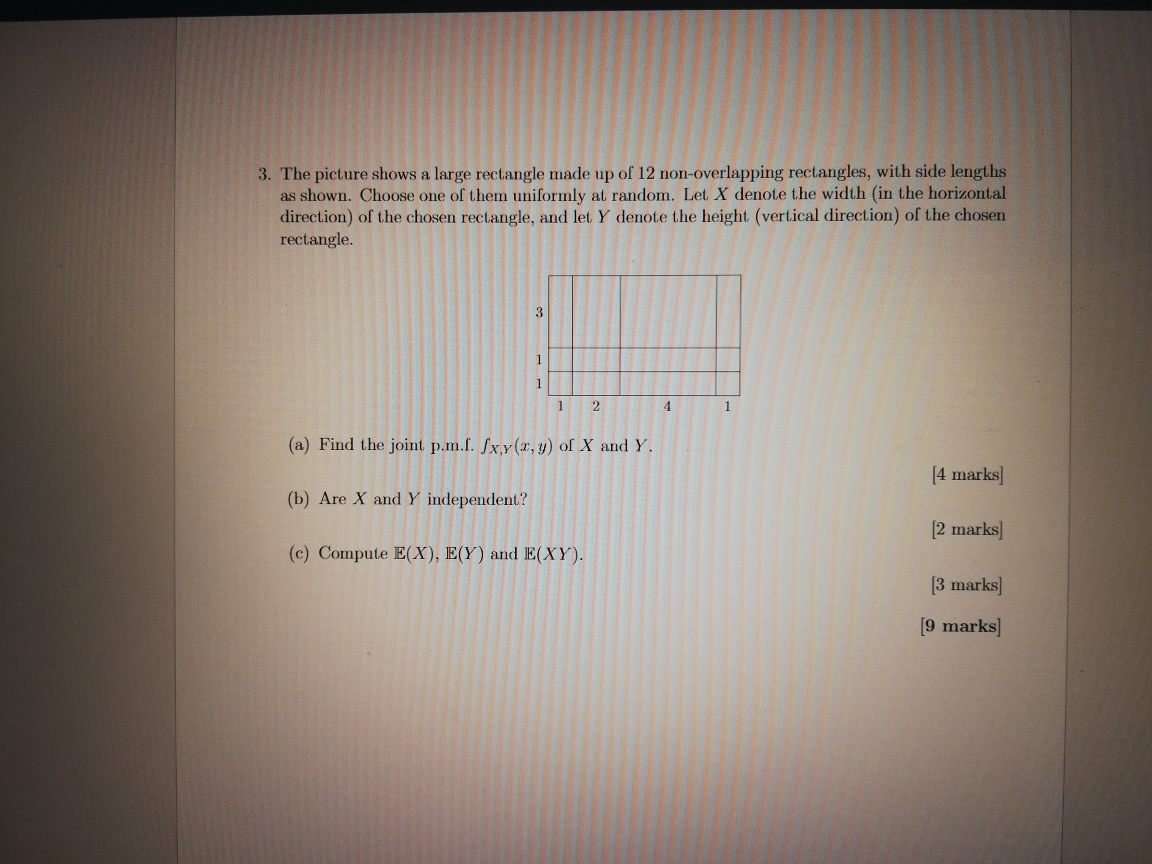 Solved 3. The picture shows a large rectangle made up of 12 | Chegg.com