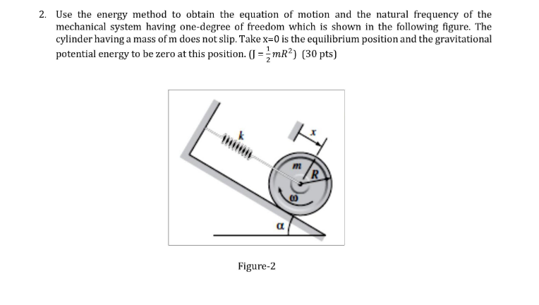 Solved 2. Use the energy method to obtain the equation of | Chegg.com