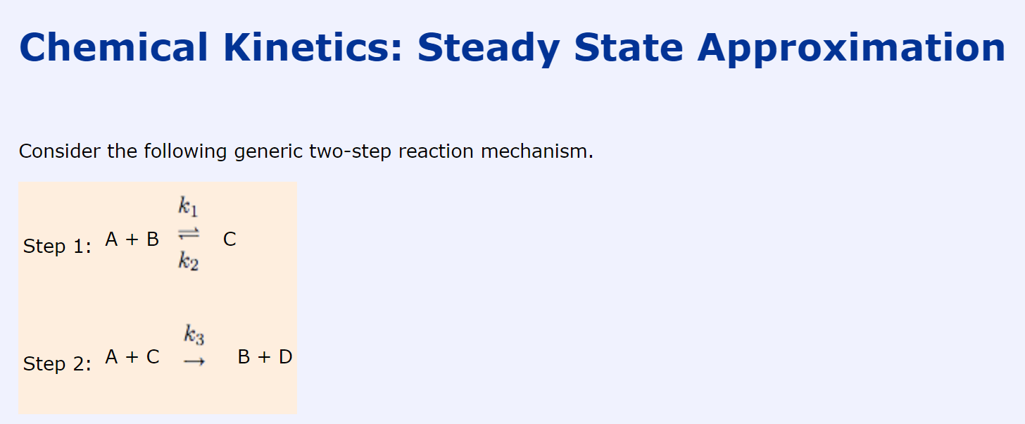 Solved Chemical Steady State Approximation
