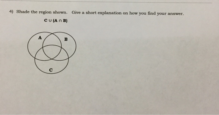Solved 4) Shade the region shown. Cu (An B) Give a short | Chegg.com