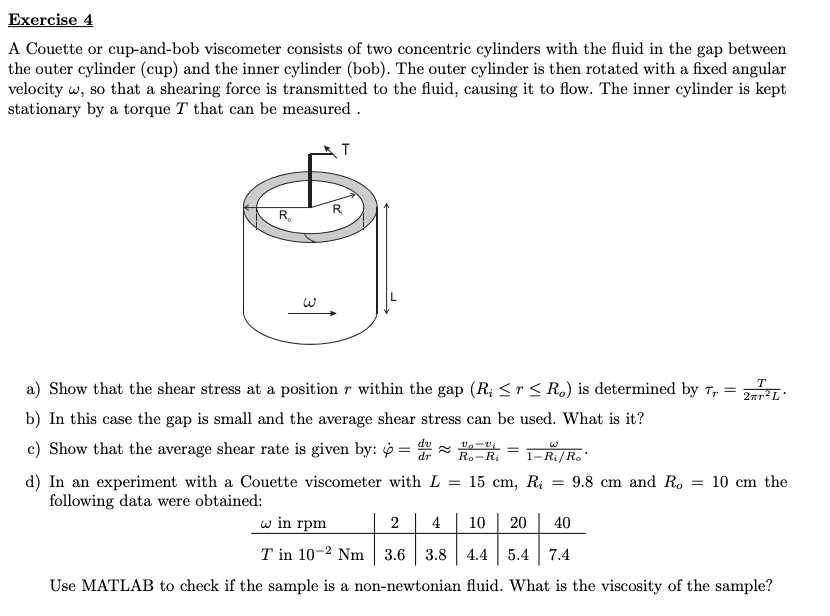 Solved Exercise 4 A Couette or cupandbob