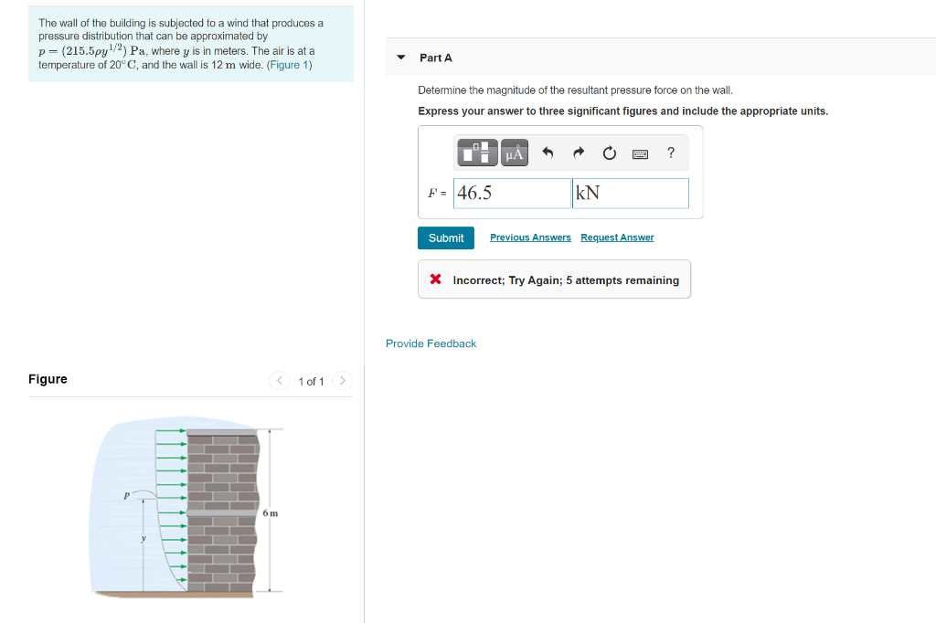 Solved The wall of the building is subjected to a wind that | Chegg.com