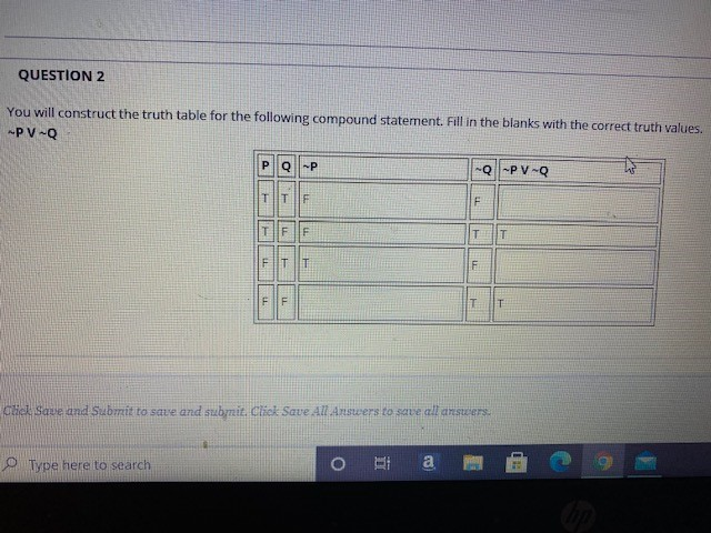Solved QUESTION 2 You will construct the truth table for the | Chegg.com