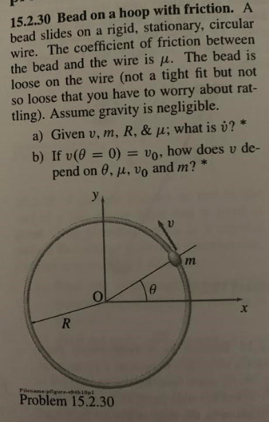 Friction Bead Problem Solved P 15.2.30 Bead on a hoop with friction. A bead slides | Chegg.com