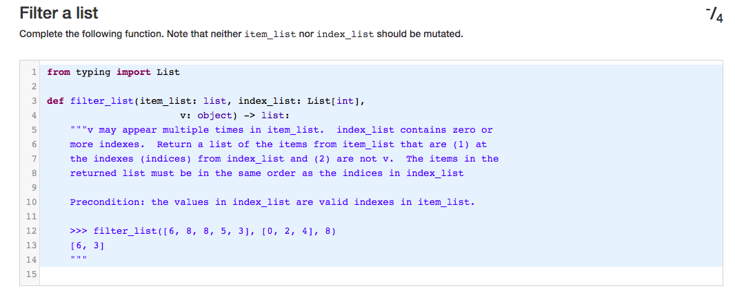 Solved Filter a list Complete the following function. Note | Chegg.com