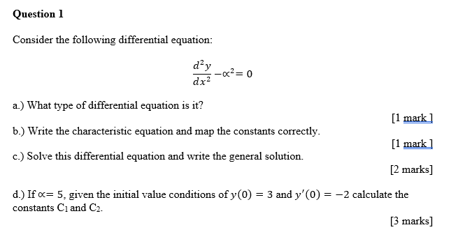 Solved Question 1 Consider the following differential | Chegg.com