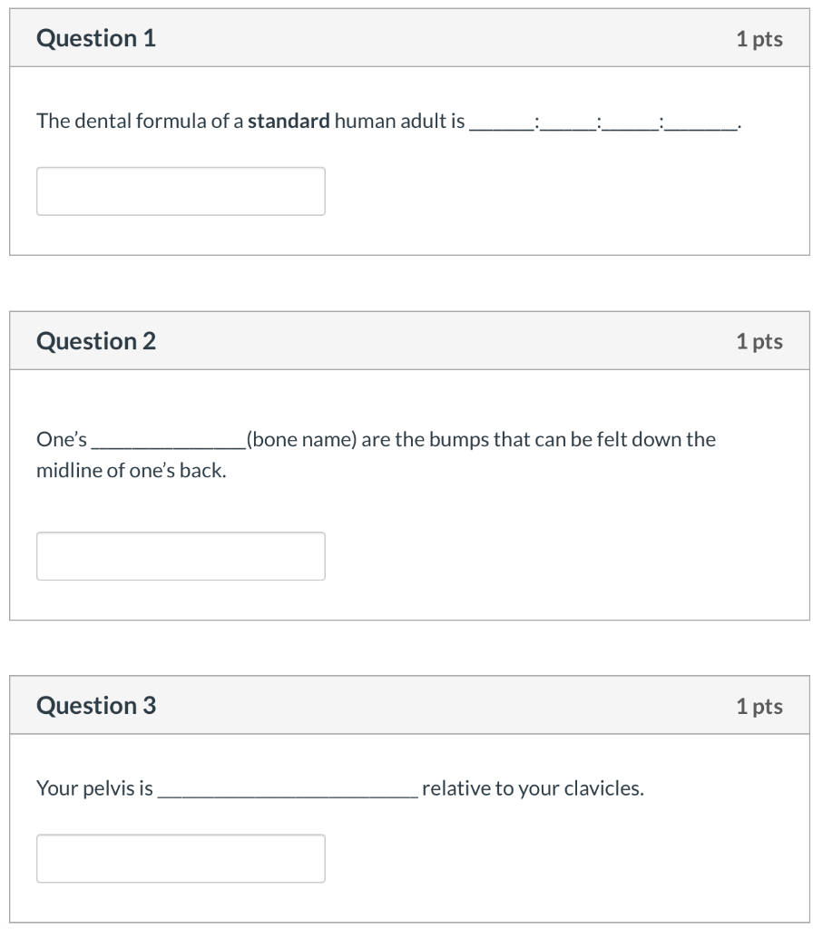 Solved Question 1 1 pts The dental formula of a standard | Chegg.com