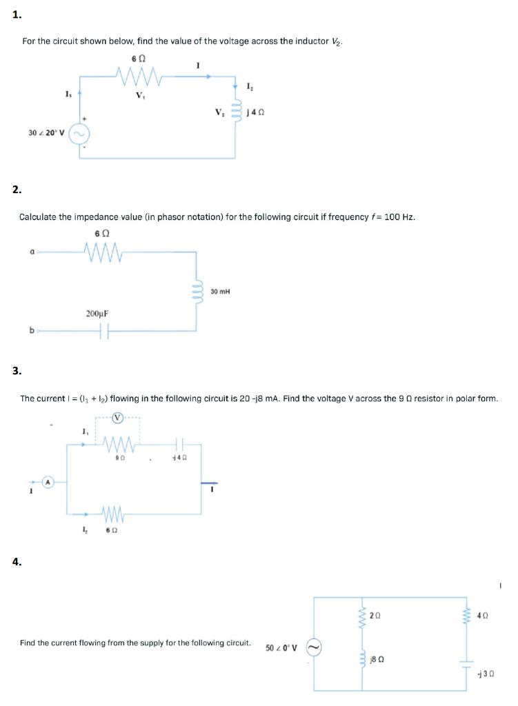 Solved 1. For the circuit shown below, find the value of the | Chegg.com