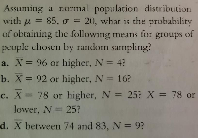 Solved = Assuming a normal population distribution with u = | Chegg.com