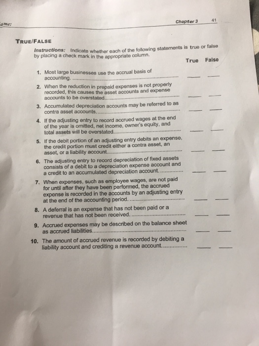 Solved Indicate whether each of the following statements is | Chegg.com