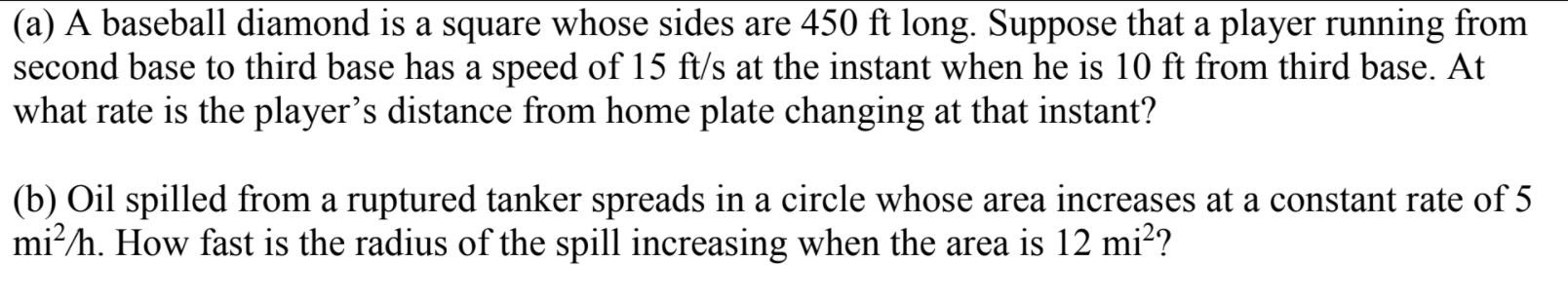 Solved (a) A baseball diamond is a square whose sides are | Chegg.com