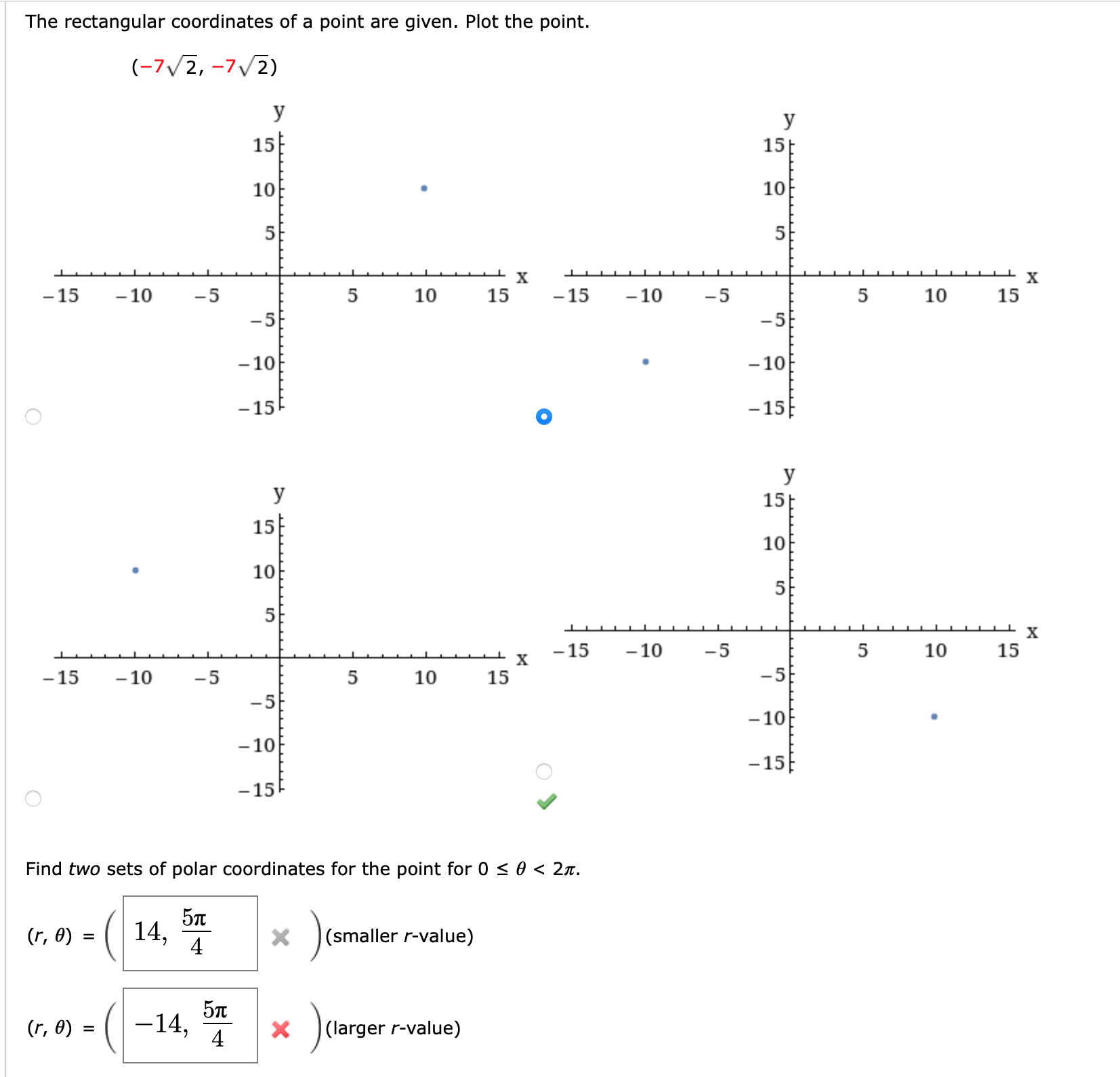 Solved The rectangular coordinates of a point are given. | Chegg.com