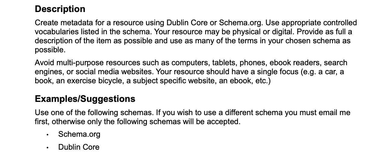 Solved Description Create Metadata For A Resource Using | Chegg.com