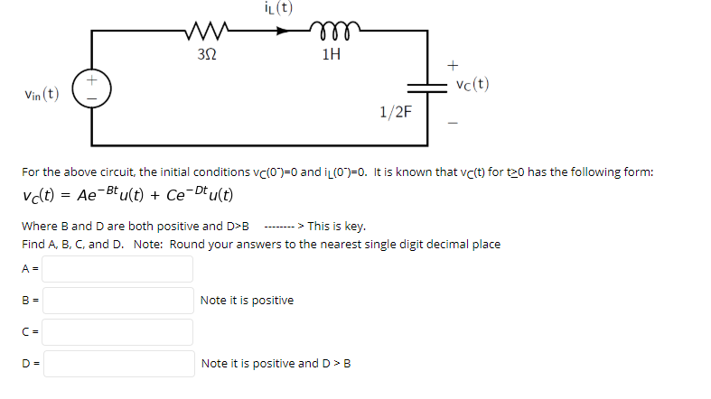 Solved Il T 312 1n L Vc T Vin T 1 2f For The Above Cir Chegg Com