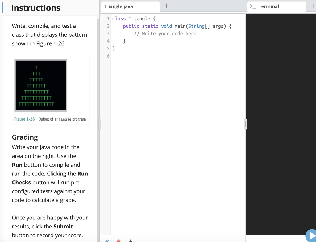 Solved Instructions Trianglejava Terminal Write 3916