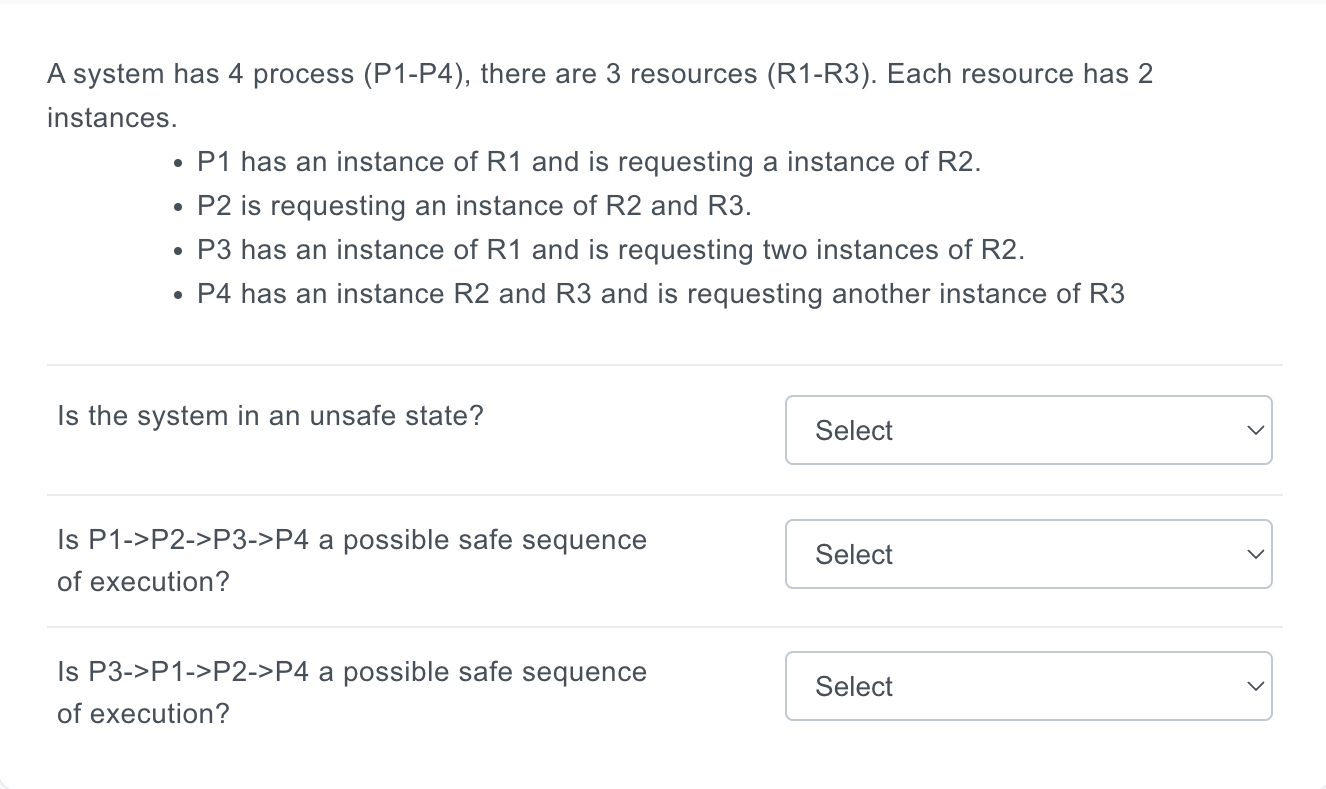 A system has 4 process (P1-P4), there are 3 resources | Chegg.com