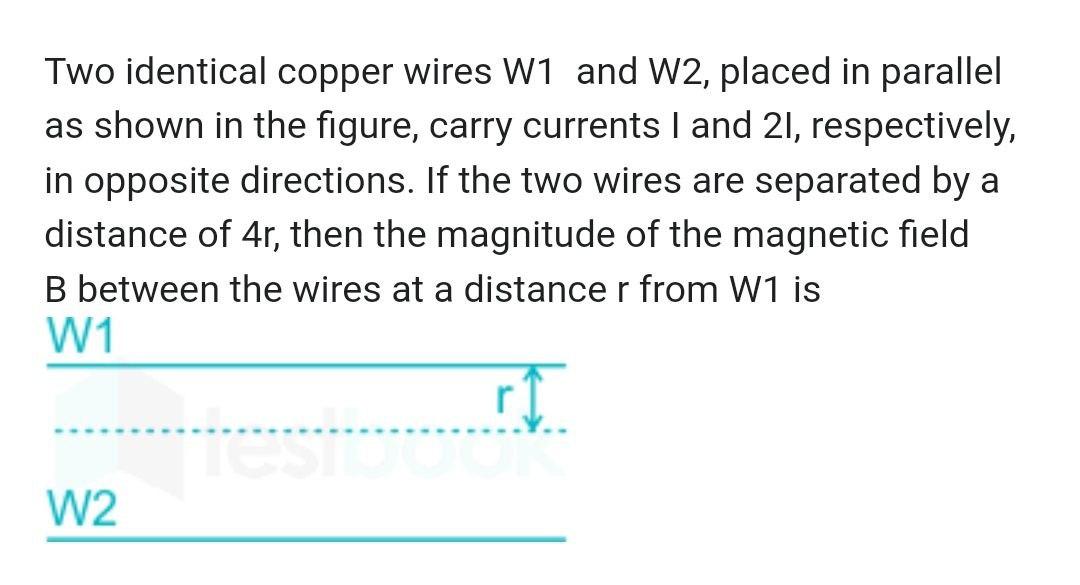 Solved Two identical copper wires W1 and W2, placed in