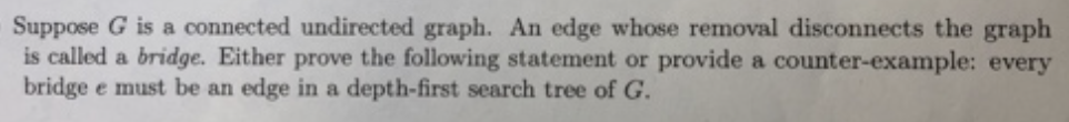 Solved Suppose G is a connected undirected graph. An edge | Chegg.com