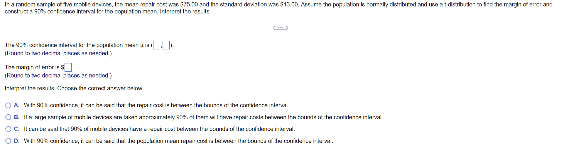 Solved construct a 90% confidence interval for the | Chegg.com