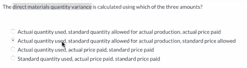 Solved The direct materials quantity variance is calculated 