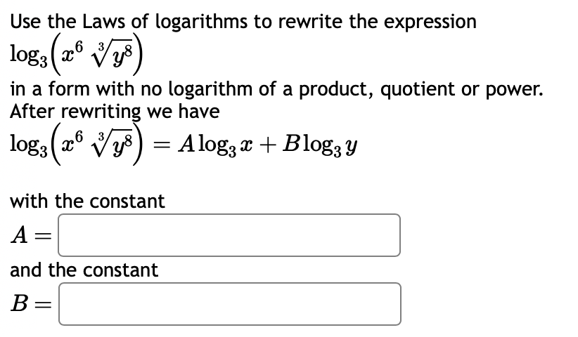 Solved Use the Laws of logarithms to rewrite the expression | Chegg.com